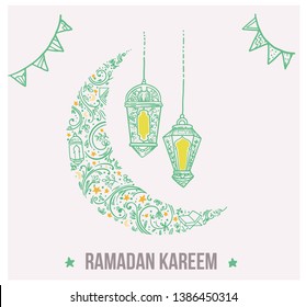 ramadan doodle background, suitable for islamic ramadan holiday-vector