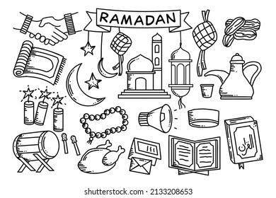 Ramadan doodle collection, a symbol of the celebration of Muslims