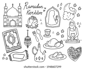 Ramadan doodle islamic illustration vector art