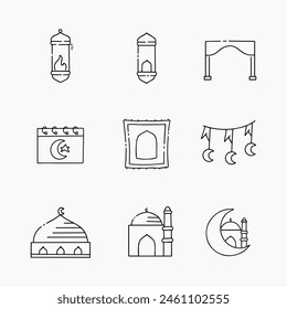 Ramadan doodle line vector illustration