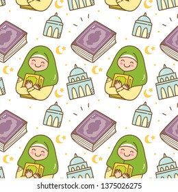 Ramadan doodle seamless pattern