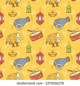 Ramadan doodle seamless pattern