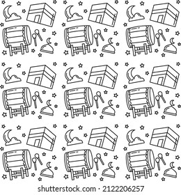 Ramadan doodle seamless pattern vector design	