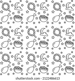 Ramadan doodle seamless pattern vector design	