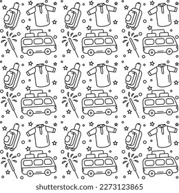 Ramadan doodle seamless pattern vector design. Ramadan concept design vector. Suitable for greeting card, poster and banner. 