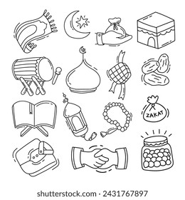 Ramadan doodle set element illustration