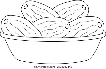 Ramadan Dried Date Isolated Coloring Page for Kids