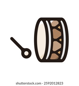 Ramadan drum illustration icon.Simple vector outline, clipart for graphic design.