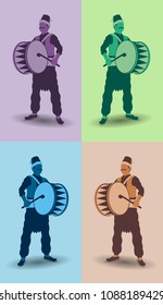 Ramadan drummer colorful silhouettes. All the objects are in different layers and the text types do not need any font. 