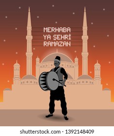 Ramadan drummer and lights (Turkish - Welcome ramadan). All the objects are in different layers and the text types do not need any font. 