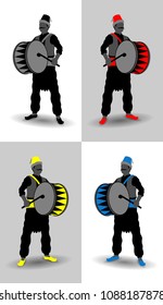 Ramadan drummer silhouettes. All the objects are in different layers and the text types do not need any font. 