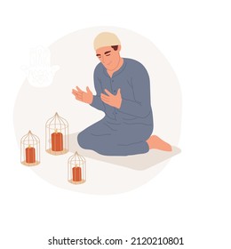 Ramadan Dua abstract concept vector illustration. Islamic religious festival, holy month in mosque, Ramadan celebration, dua prayer of fasting, spirituality, greetings abstract metaphor.