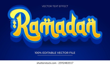 Ramadan Editable Text Effect Emboss Modern Blue Style