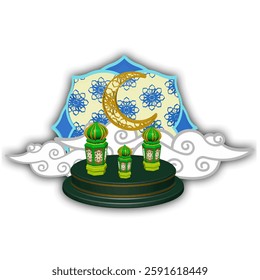 
RAMADAN EDITION ORNAMENT WITH MOON AND LANTERN IMAGES