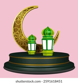 
RAMADAN EDITION ORNAMENT WITH MOON AND LANTERN IMAGES