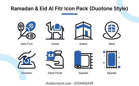 Ramadan and Eid Al Fitr  Icon Set in Duotone Style Suitable for web and app icon, presentation, and poster etc.