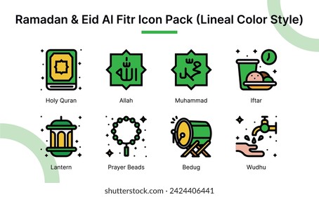 Ramadan and Eid Al Fitr  Icon Set in Lineal Color Style Suitable for web and app icon, presentation, and poster etc.