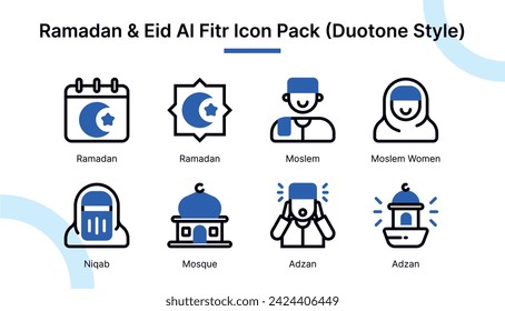Ramadan and Eid Al Fitr  Icon Set in Duotone Style Suitable for web and app icon, presentation, and poster etc.