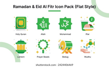 Ramadan and Eid Al Fitr  Icon Set in Flat Style Suitable for web and app icon, presentation, and poster etc.