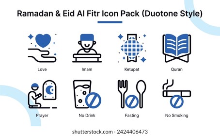 Ramadan and Eid Al Fitr  Icon Set in Duotone Style Suitable for web and app icon, presentation, and poster etc.