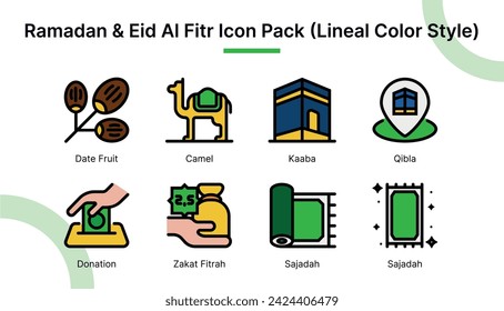 Ramadan and Eid Al Fitr  Icon Set in Lineal Color Style Suitable for web and app icon, presentation, and poster etc.