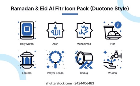 Ramadan and Eid Al Fitr  Icon Set in Duotone Style Suitable for web and app icon, presentation, and poster etc.