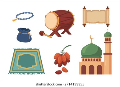 Ramadan and Eid Al Fitr Icon Set for Education and Religious Design