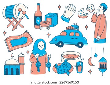 Ramadan, Eid al Fitr, Islamic  Celebration, Doodle Element