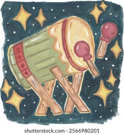 Ramadan and eid al fitr mubarak theme hand drawn watercolor illustration