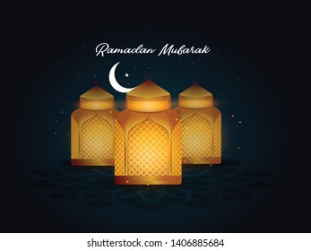 Ramadan and Eid greeting card illustration, Islamic festival for banner, poster, background, flyer,illustration, brochure and sale background.