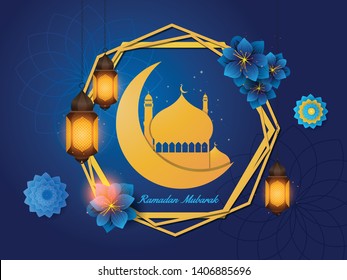 Ramadan and Eid greeting card illustration, Islamic festival for banner, poster, background, flyer,illustration, brochure and sale background.