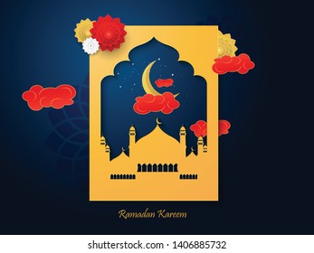 Ramadan and Eid greeting card illustration, Islamic festival for banner, poster, background, flyer,illustration, brochure and sale background.