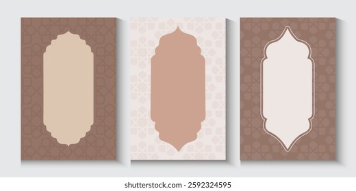 Ramadan and Eid greeting cards background with copy space,Eid Al-Fitr Mubarak, Ramadan Kareem, Islamic Style Greeting Background Collection with Arabic Ornaments in Modern design with geometric shape.