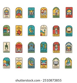 Ramadan and Eid Greetings Tag Sticker Set - Colored