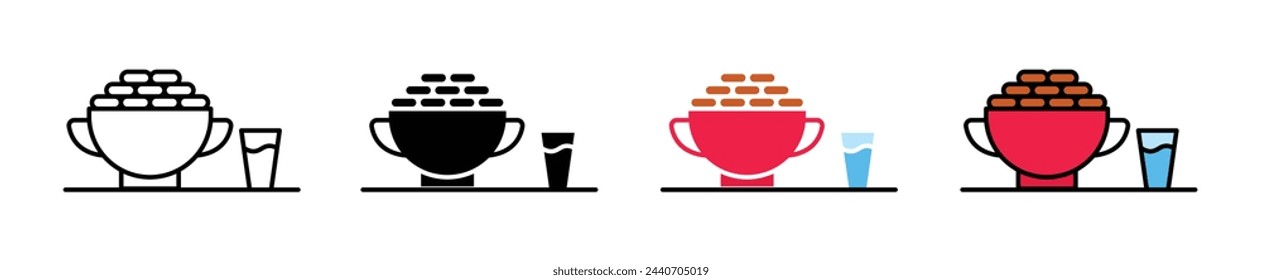 Ramadan and Eid Meal Icons. Icons Representing the Breaking of Fast and Festive Dinners