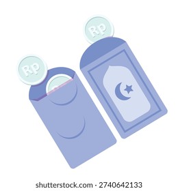 Ramadan Eid Mubarak coins for holiday allowances (THR) made of mixed silver. Simple, flat-style vector illustration.