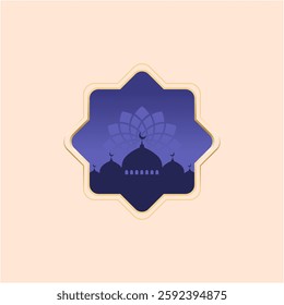Ramadan and Eid mubarak concept with copy space, mosque, and door. suitable for islamic greeting banner
