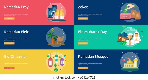 Ramadan and Eid Mubarak Conceptual Banner