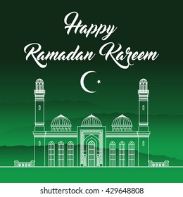Ramadan, Eid Mubarak, greeting card vector illustration.