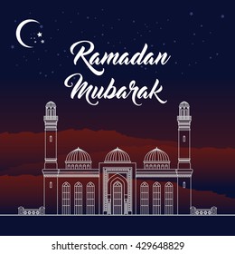 Ramadan, Eid Mubarak, greeting card vector illustration.