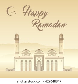 Ramadan, Eid Mubarak, greeting card vector illustration.