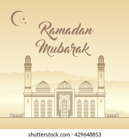 Ramadan, Eid Mubarak, greeting card vector illustration.