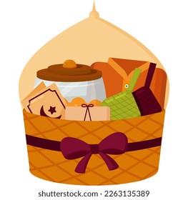 Ramadan eid mubarak hampers illustration simple fun and elegant vector design