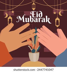 ramadan eid mubarak hands gesture forgiveness illustration