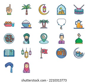 Ramadan und eid Mubarak Icon Set