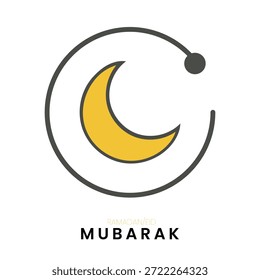 Ilustração Minimalista da Lua Crescente do Eid Mubarak do Ramadã