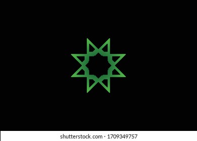 Ramadan and Eid Mubarak vector decorative frame. Elegant green element for design template  place for text