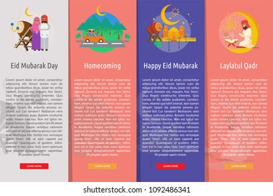 Ramadan and Eid Mubarak Vertical Banner Concept