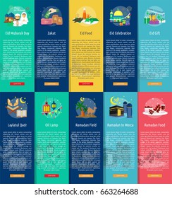 Ramadan and Eid Mubarak Vertical Banner Concept