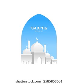 Ramadan and Eid mubarak white concept with calligraphy, camel, and moon. suitable for islamic greeting banner